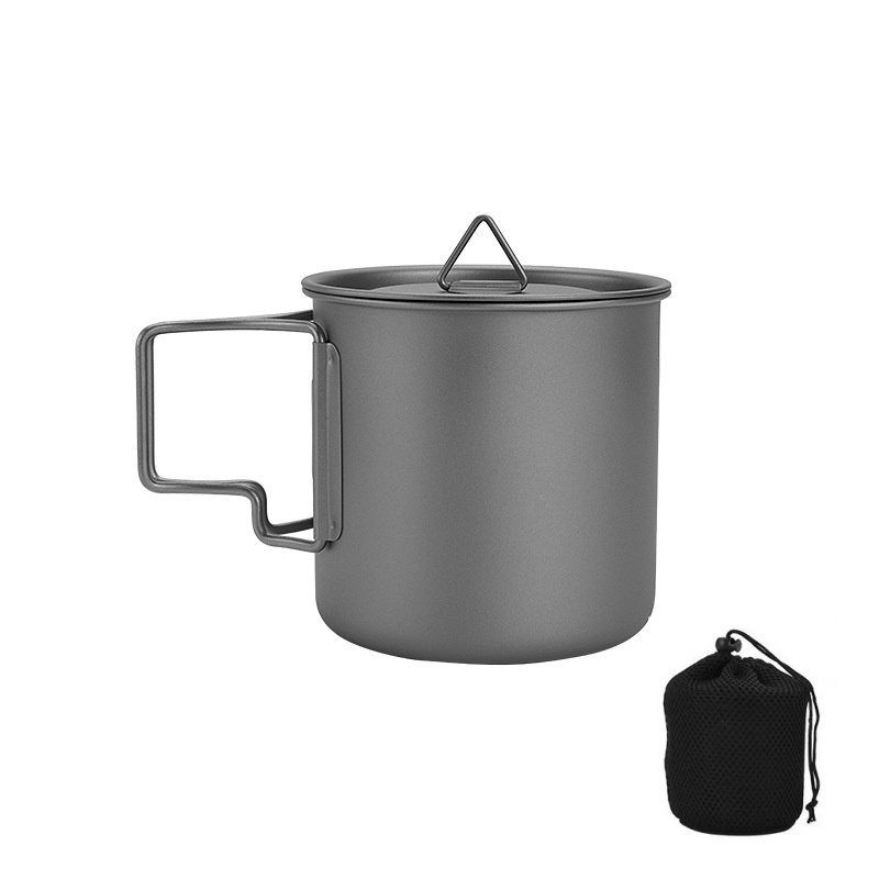 Mess Kit Titanium - Titanium Camping Mug with Folding Handle