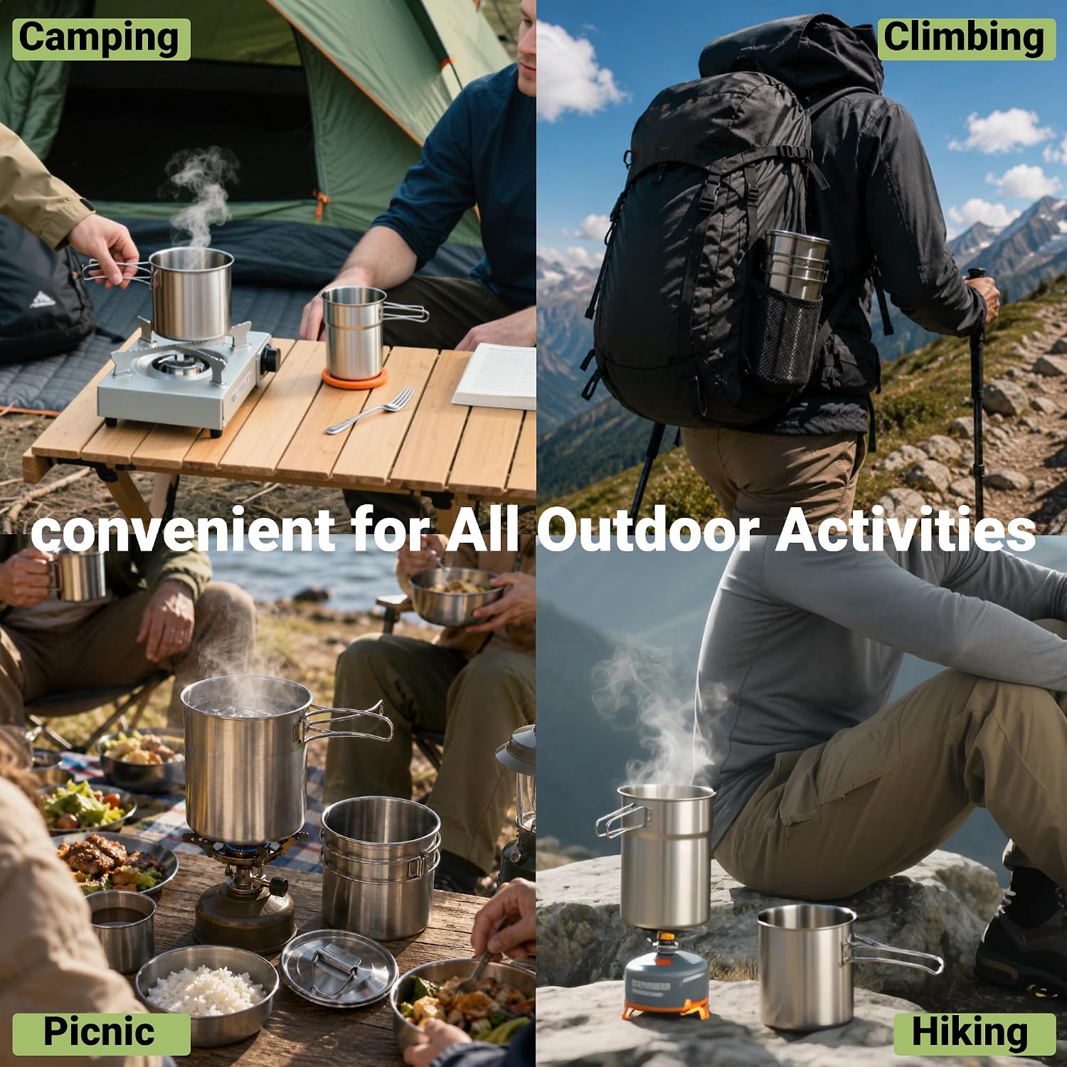 Foldable Camping Cups Mugs Cam - đánh giá và giá Camping Cooking Set
