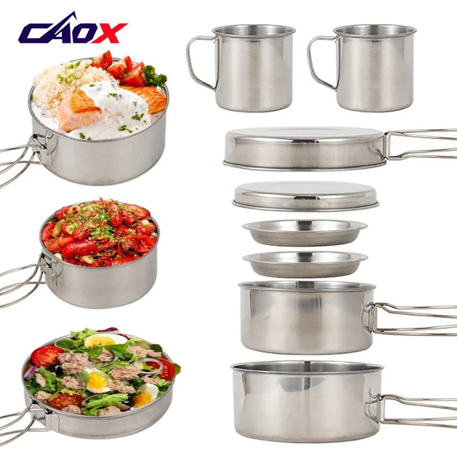 CAOX 8pcs/Set Camping Cookware - đánh giá và giá Camping Cooking Mess Kit