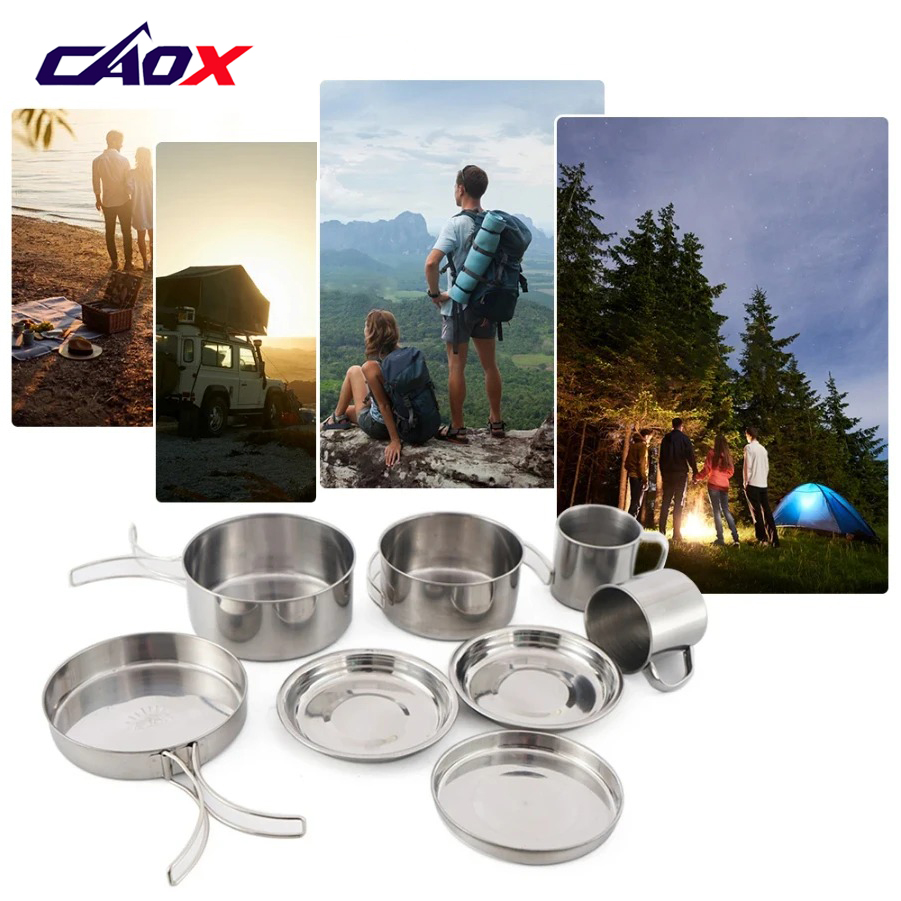 CAOX 8pcs/Set Camping Cookware - đánh giá và giá Camping Cooking Mess Kit