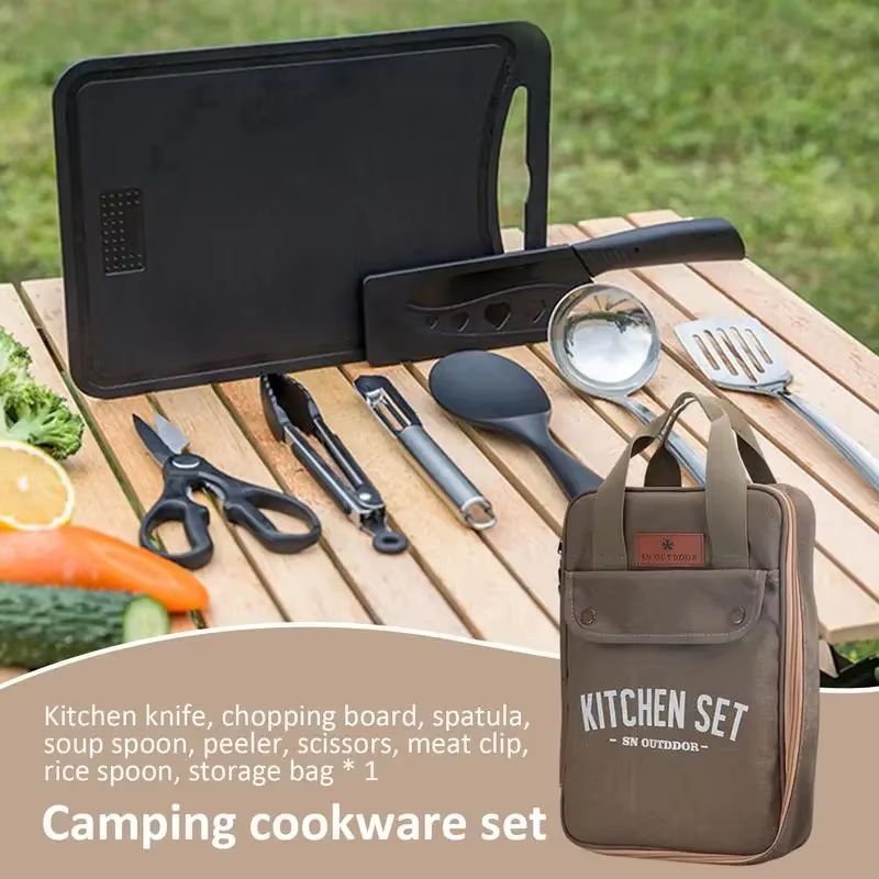 8pcs Camping Kitchen Cookware  - đánh giá và giá Camping Cooking Kits