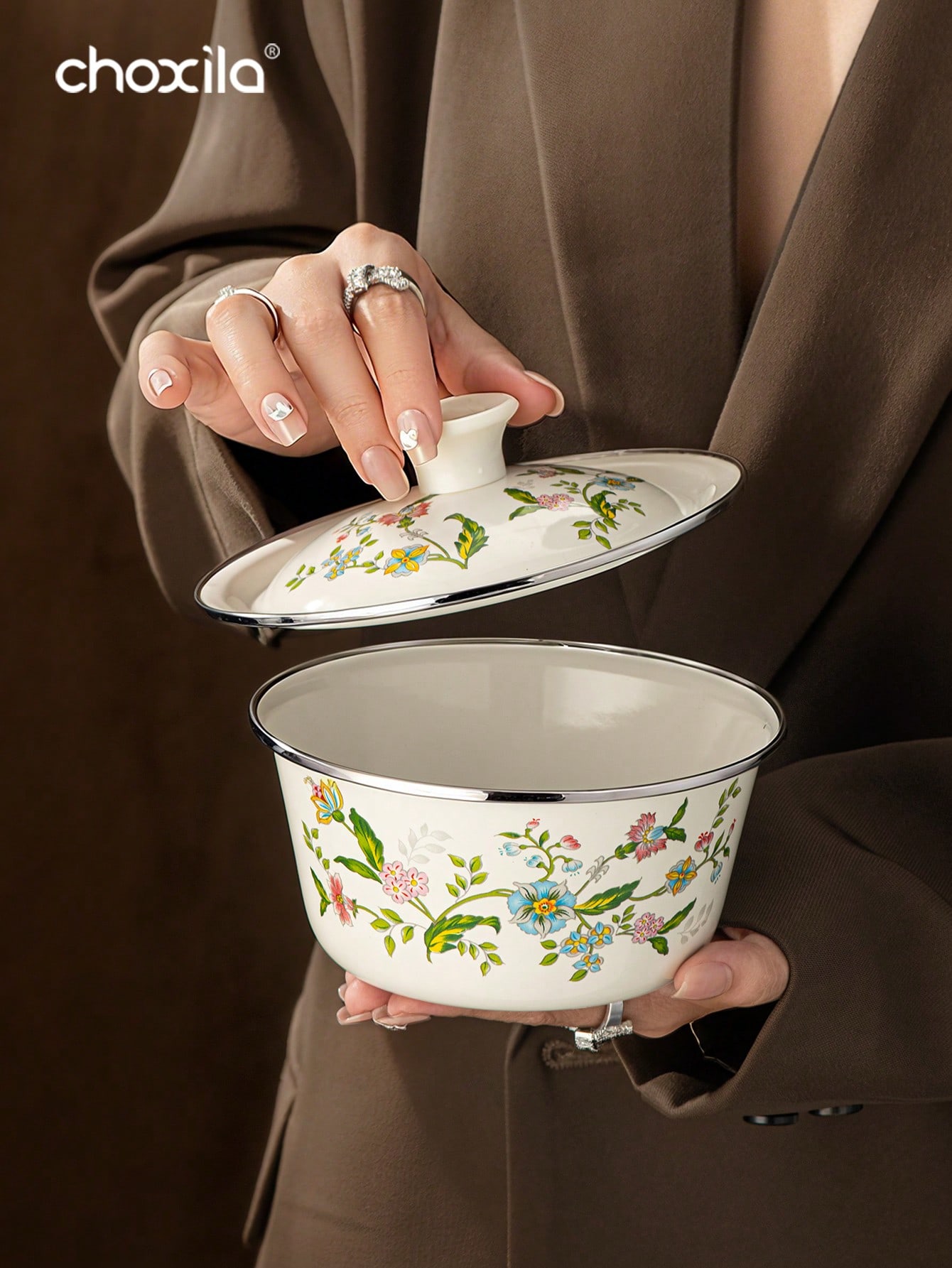 1pc Enamel-Patterned Rice Bowl - đánh giá và giá Camping Cooking Essentials