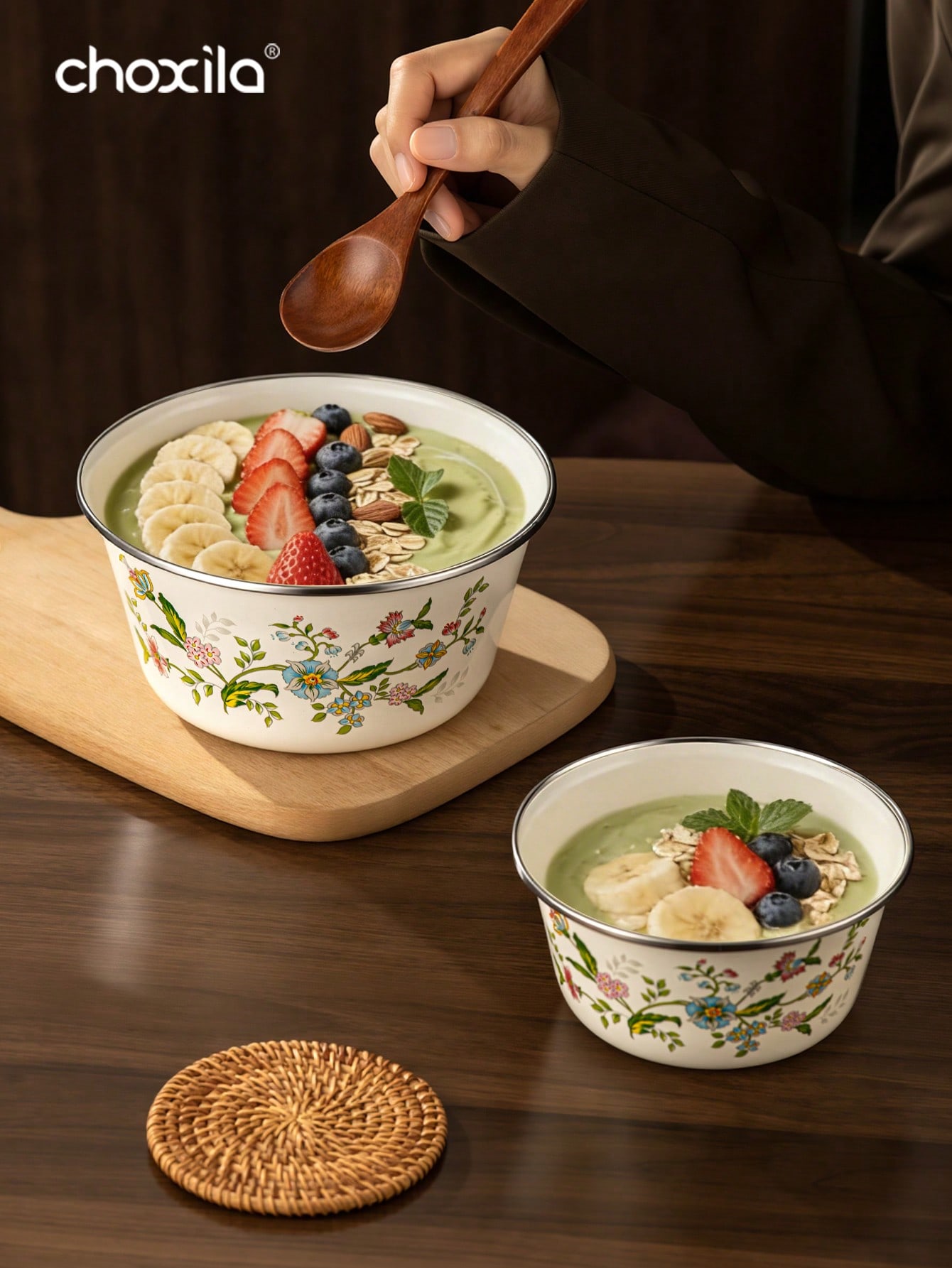 1pc Enamel-Patterned Rice Bowl - đánh giá và giá Camping Cooking Essentials