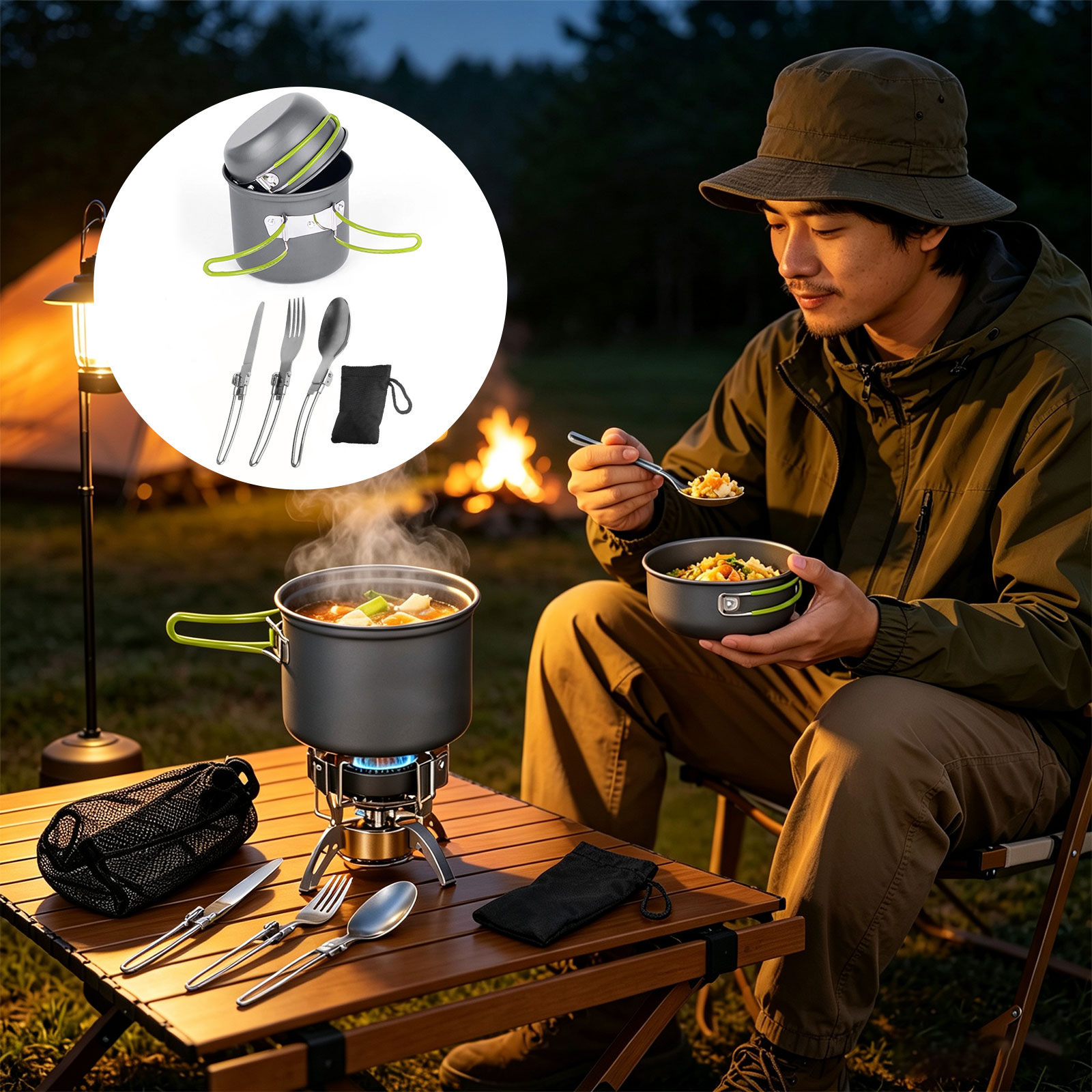 Camping Cookware Mess Kit Ultr - đánh giá và giá Camping Cooking Mess Kit