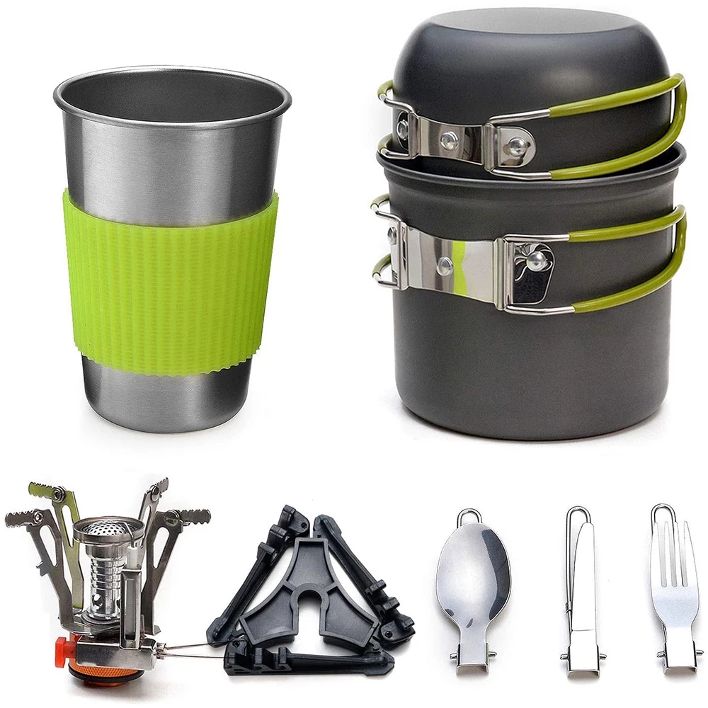 Camping Cookware Kit with Stov - đánh giá và giá Camping Cooking Essentials