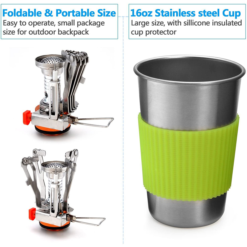 Camping Cookware Kit with Stov - đánh giá và giá Camping Cooking Essentials
